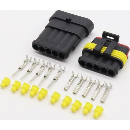 5 Sets NEW Car Part 5 Pin Way Sealed Waterproof Electrical Wire Auto Connector Plug Set Free Shipping