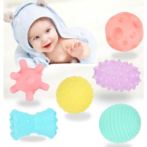6pcs/set Baby Ball Sensory Toys Hands Touch Tactile Baby Training Toys Massage Ball Set Children Bath Toys 0 12 Months