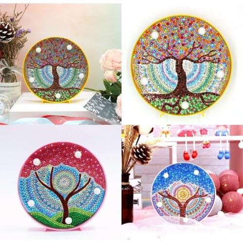 Led Diamond Painting By Numbers Table Light Best Christmas Gift For Kids Shiny Diamond Lamp Four Season Tree Design