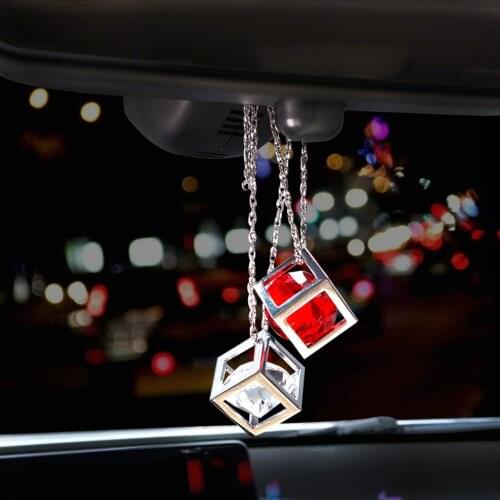 Car Pendant Crystals Cube Car Charms Rear View Mirror Decoration Automobile Ornaments Hanging Interior Suspension High Quality