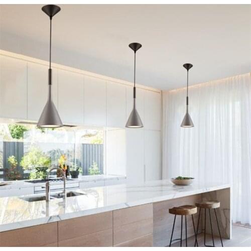Bar Gray Pendant Lighting Kitchen Island Pendant Light Bedroom Modern Lights Office Lights Study Ceiling Lamp Free Bulb