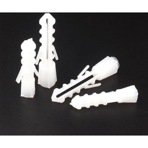 White Anti-Skid Plastic Expansion Tube Plastic Casing Expansion Screws Nylon Bulge Anchor Plug 6mm 8mm