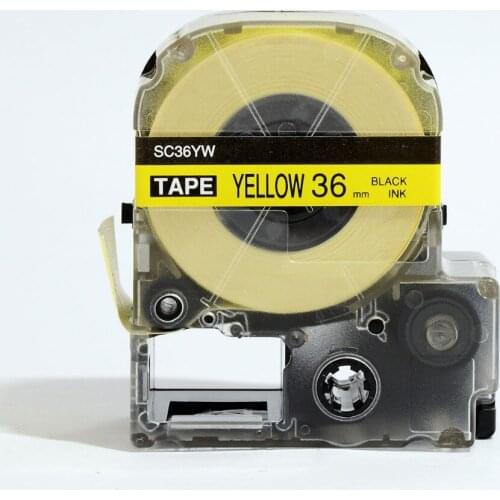 Free shipping compatible kingjim tape 36mm black on yellow SC36YW label tape for labelworks LW