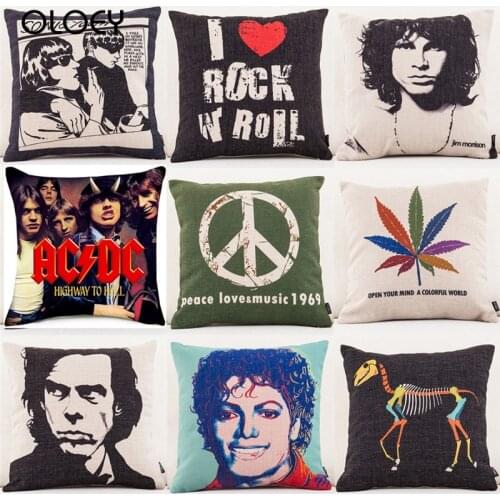 Super Star Peace Love& Music 1969 Cushion Cover Rock & Roll Home Decor Pillow Case Cojines Decorativos Para Sofa Pillow Cover