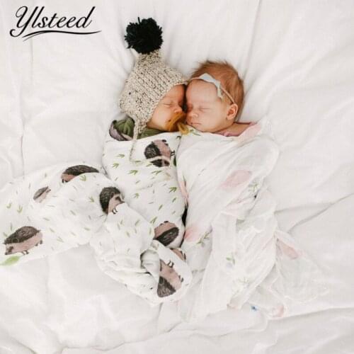 Fruit Animal Floral Print Baby Muslin Swaddle Blankets Soft Bedding Cotton Baby Swaddle Wrap Infant Bath Towel Muselina 120*120