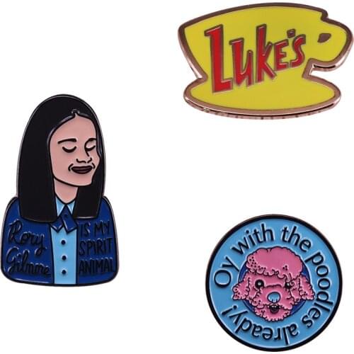 Gilmore Girls Enamel Pin Lukes Diner Oy Poodle Brooch TV Show Fan Club Gift Idea