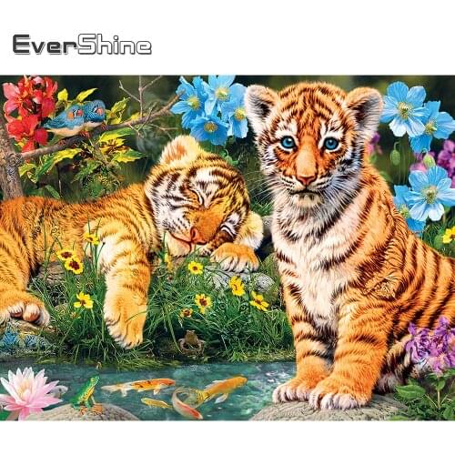 Evershine 5D DIY Diamond Painting Tiger Rhinestone Art Full Square Diamond Embroidery Animal Cross Stitch Spring Home Decor Gift