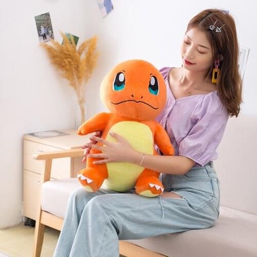 Queen Size Charmander Plush Toy Pikachu Stuffed Doll Pokemon Series Dragon Dinosaur Kawaii Room Ddecor Birthday Present Gift