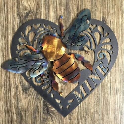 Halloween Home Decor Bee Collector Metal Art Wall Mount Ornament Indoor Or Covered Outdoor Use Wall Hanging Ornament