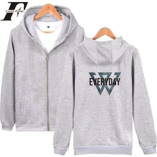 Fashion kpop WINNER everyd4y printed unisex zip up Hoodie Sweatshirts casual long sleeve zipper men women hoodies jacket top 4XL