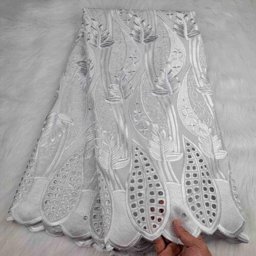 Fashion African Embroidery Swiss Voile Lace In Switzerland Dubai Fabric Nigerian Cotton Lace Fabrics For Wedding 5yards