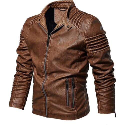 QSuper Mens Leather Jacket Winter And Autumn Mens Motorcycle PU Coat Warm Fashion Motor Outwear Male Brand Clothing