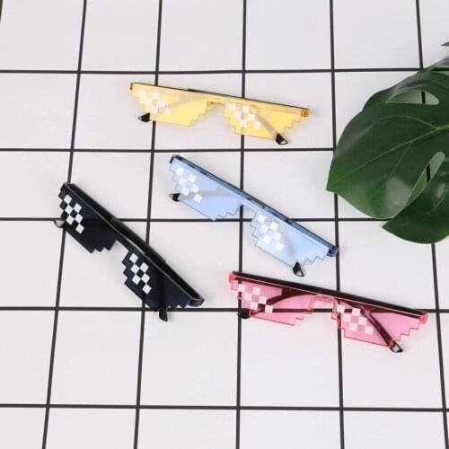 Men Women 8 Bit Coding Pixel Thug Life Mosaic Glasses Sunglasses Trendy Cool Party Funny Vintage Shades Eyewear Driver Goggles