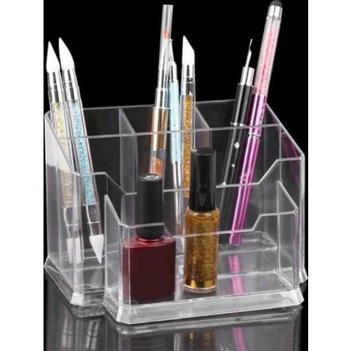 Manicure File Organizer Transparent Acrylic Box Nail Art Storage Case Empty Nail Brush Pen Holder Makup Organizer Box Container