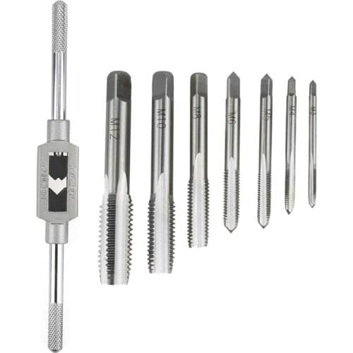 8 in 1 Tap Tool Set Thread Metric Machine Hand Screw Thread Plug Taps Set
