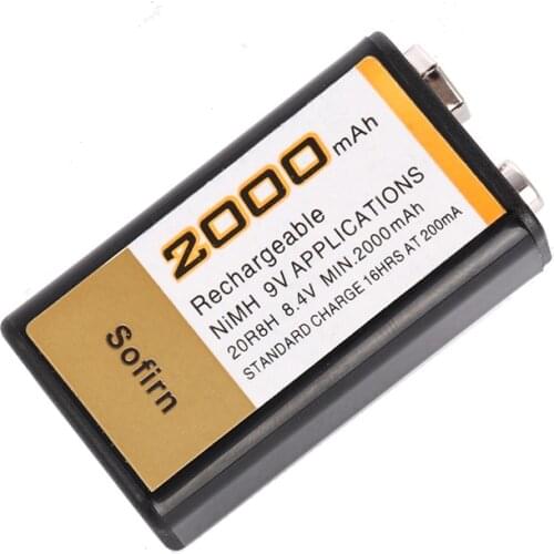 New 9v 2000mAh NiMH rechargeable 9V NiMH battery for wireless microphone toy car remote control