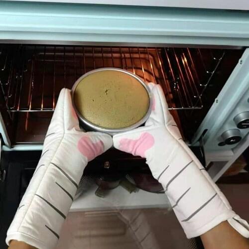 1 Pair Cotton 3D Cat Paw Thicken Microwave Oven Gloves Household Non-slip Heat Resistant Kitchen Cooking Baking Mittens