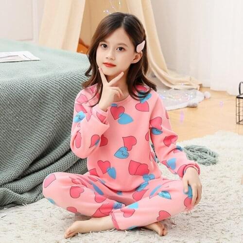Teenager Girls Pajamas Winter Childrens Clothing Thicken Long Sleeve Pijama Boys Sleepwear Cartoon Pyjama Set For Kids Homewear