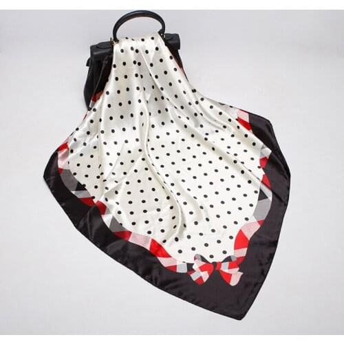 2020 90x90 dots butterfly Multipurpose women Silk twill scarf Satin square tie Hairband ladies foulard femme towel bufanda shawl
