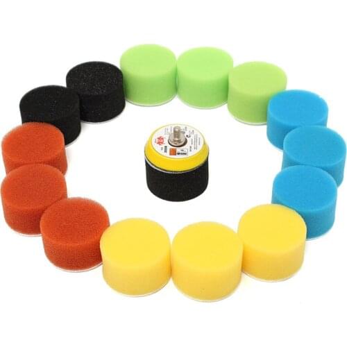 Flat Sponge Polishing Pad 16pcs Sponge Waxing Pad Screw Tray For Car Polisher 2 Inch 50mm Detail Waxing Buffing Tool Kit