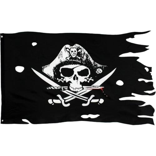 PODIUM 90x150cm Hole In The Skull And Cross Crossbones Sabres Swords Jolly Roger Pirate Dead Mans Chest Flags