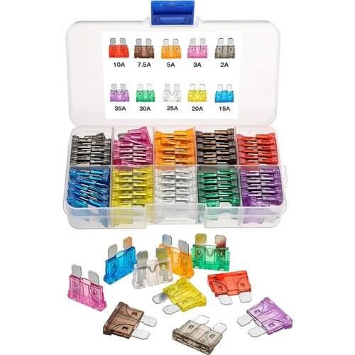 100/120/130 Pcs Car Fuse Assortment Stand DIY 1A 2A 3A 4A 5A 10A 15A 20A 25A 30A For Auto Car Motorcycles Boats with Box Clip