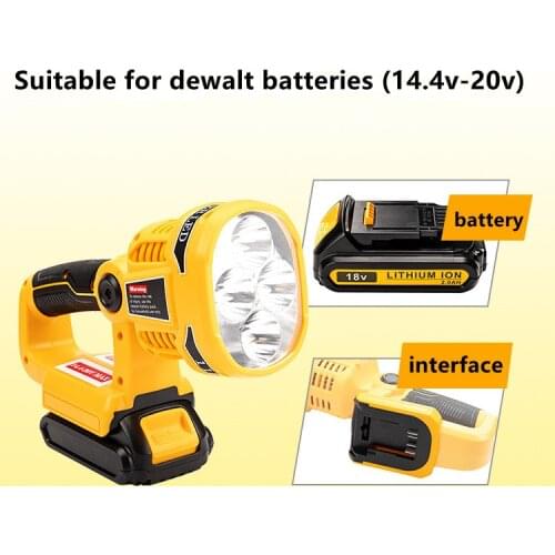 Portable LED Work Light For Dewalt 18V 20V Max DCB140 DCB200 Battery USB Outdoor Tools Flashlight