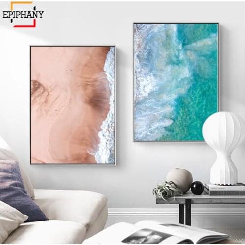 Modern Beach Art Print Aerial Ocean Wave Canvas Painting Posters Abstract Nordic Wall Paintings Living Room Bedroom Decoration