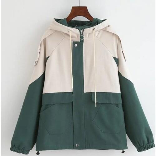 Spring Autumn New BF Hooded Workwear Trench Coat Female Student Korean Loose Casual Baseball Uniform Harajuku Outerwear Trend