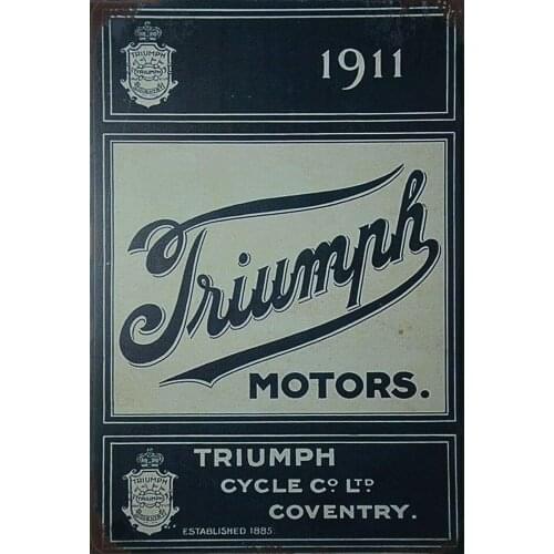 Triumph Motors Motorcycle Garage Coventry 1911 Retro Metal Tin Sign Decor Garage Pub Door Vintage Wall Art Poster Plaque
