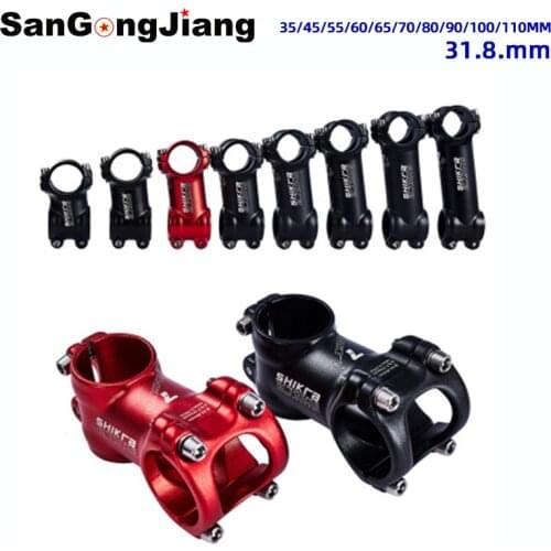 SHIKRA Bicycle short stem Aluminum alloy 31.8mm*45 55 60 70 80 90 100 110mm MTB Road Mountain bike super light stem