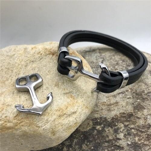 Wonlee Winle Stainless Steel 4*8 Double Hole Hook Pendant Connetors Charm Fit DIY Men Bracelet Jewelry Making(Without Bracelet)