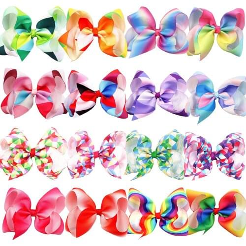 5" Baby Girl Hair Bows Clips Boutique Grosgrain Ribbon Rainbow Alligator Hair Clips For Girls Teens Child Kids 16 Colors in Pack
