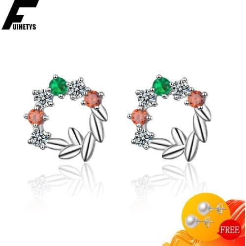 Trendy 925 Silver Jewelry Stud Earrings with Zircon Gemstone Earring for Women Wedding Engagement Banquet Party Gift Accessories