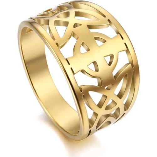 My Shape Rings for Women Christian Celtics Cross Finger Ring Stainless Steel Trisceli Sicily Rose Gold Color Religion Jewelry