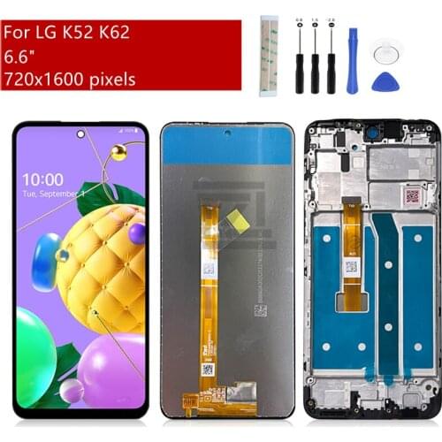 For LG K52 K520 LCD Display Touch Screen Digitizer Assembly With Frame For LG K62 K525 Display Replacement Repair Parts 6.6"