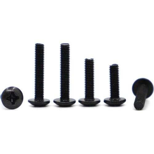10/20/50pcs M2 M2.5 M3 M4 M5 M6 TM Phillips Corss Truss Mushroom Head Machine Screw Black Plated Carbon Steel Screws Bolt