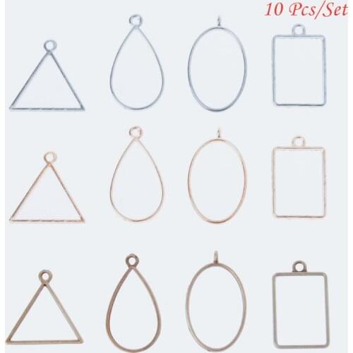 10Pcs Geometric Hollow Square Pressed Flower Frame Pendant Resin DIY Handmad Craft Accessories Jewelry Making Tools