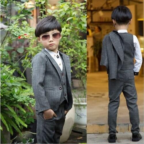 2017 Boys Formal Suits for Weddings Brand England Style Man Child Casual Party Tuxedos Boys Formal Suits Blazer+Pants+Vest 3-12Y