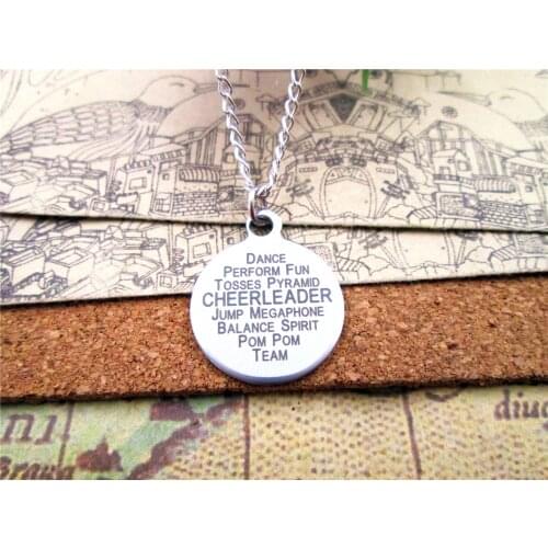 3pcs/lot Fashion stainless steel necklace "CHEERLEADER" Charms Pendant necklace jewelry Gift more style for choosing