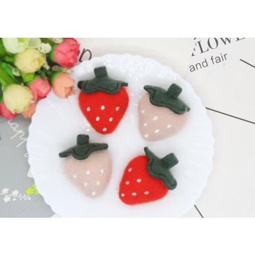 5pcs/lot 4*5.6cm DIY Handmade strawberry Padded Patches Appliques For Clothes Sewing Supplies DIY Hair Decoration