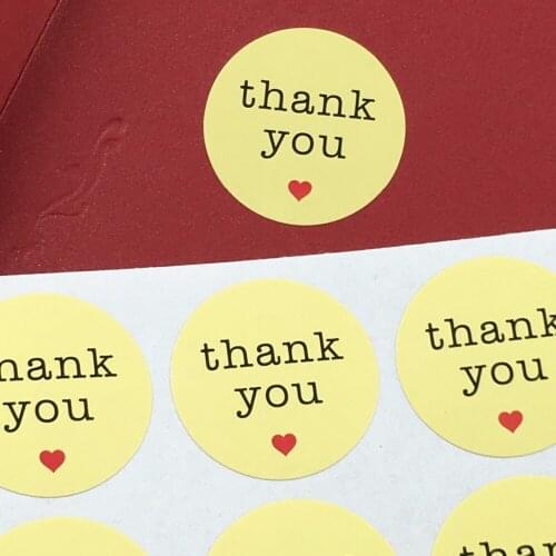 5000PCS Yellow Thank You Sticker Labels Wedding love Stickers Self-Adhesive Sealing Label For packing baking cake/handmade gifts