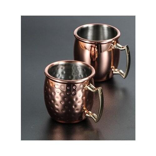 60ml Stainless Steel Mini Mirror Copper Hammered Moscow Mule for Party Dessert Cocktail