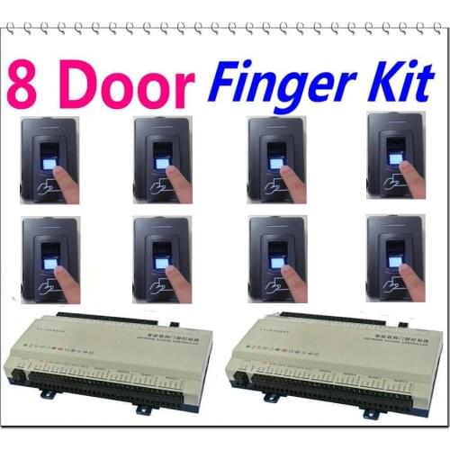 8 Door Web Access Controller System Configuration with Controller Panel Board TCP/IP LANNetwork+8 pcs of Fingerprint/Card reader