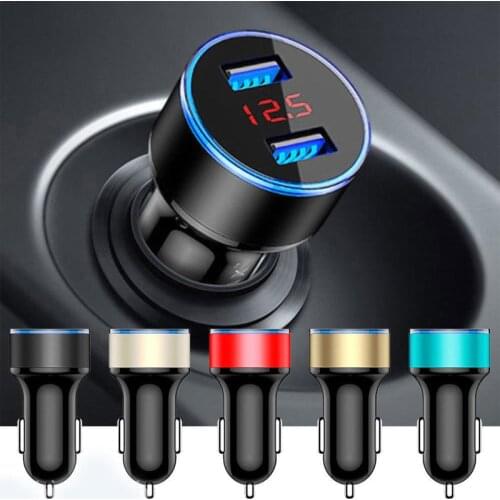 3.1A 2 Port Dual USB Car Charger with LCD Display Phone Charging for IPhone Samsung Xiaomi Cigarette Socket Lighter Power Bank