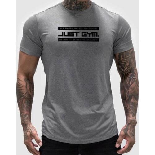 Brand Mens T-shirt Joggers Sporting Slim Tees Shirt Male Just Gym Fitness Short Sleeve Tshirt Bodybuilding Clothing Workout Tops