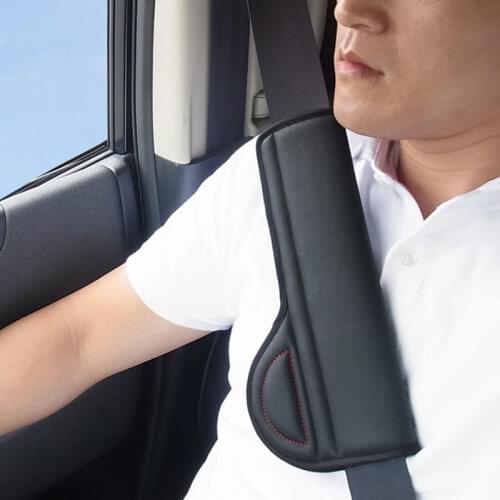 2pcs Genuine leather Car Safety Belt Cover Seat Harness Shoulder Pad Car Styling Man Breathable hole Leather Car Seatbelt Cover