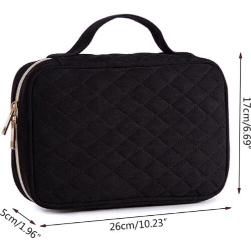 N58F Portable Travel Jewelry Box Necklace Earrings Rings Bracelet Organizer Display Carrying Case Zipper Storage Bag