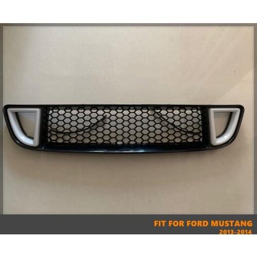 Good Quality ABS Front Middle Grill Racing Grille With LED Lights For Ford Mustang 2013 2014