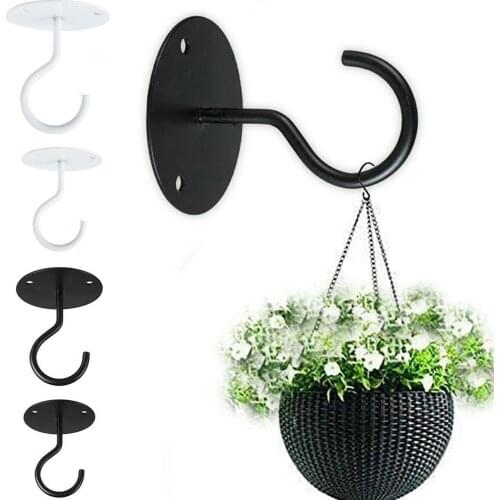 Flower basket wrought iron hook ceiling hook balcony clothes black hook hook and connection wall indoor white flower basket Z1X8